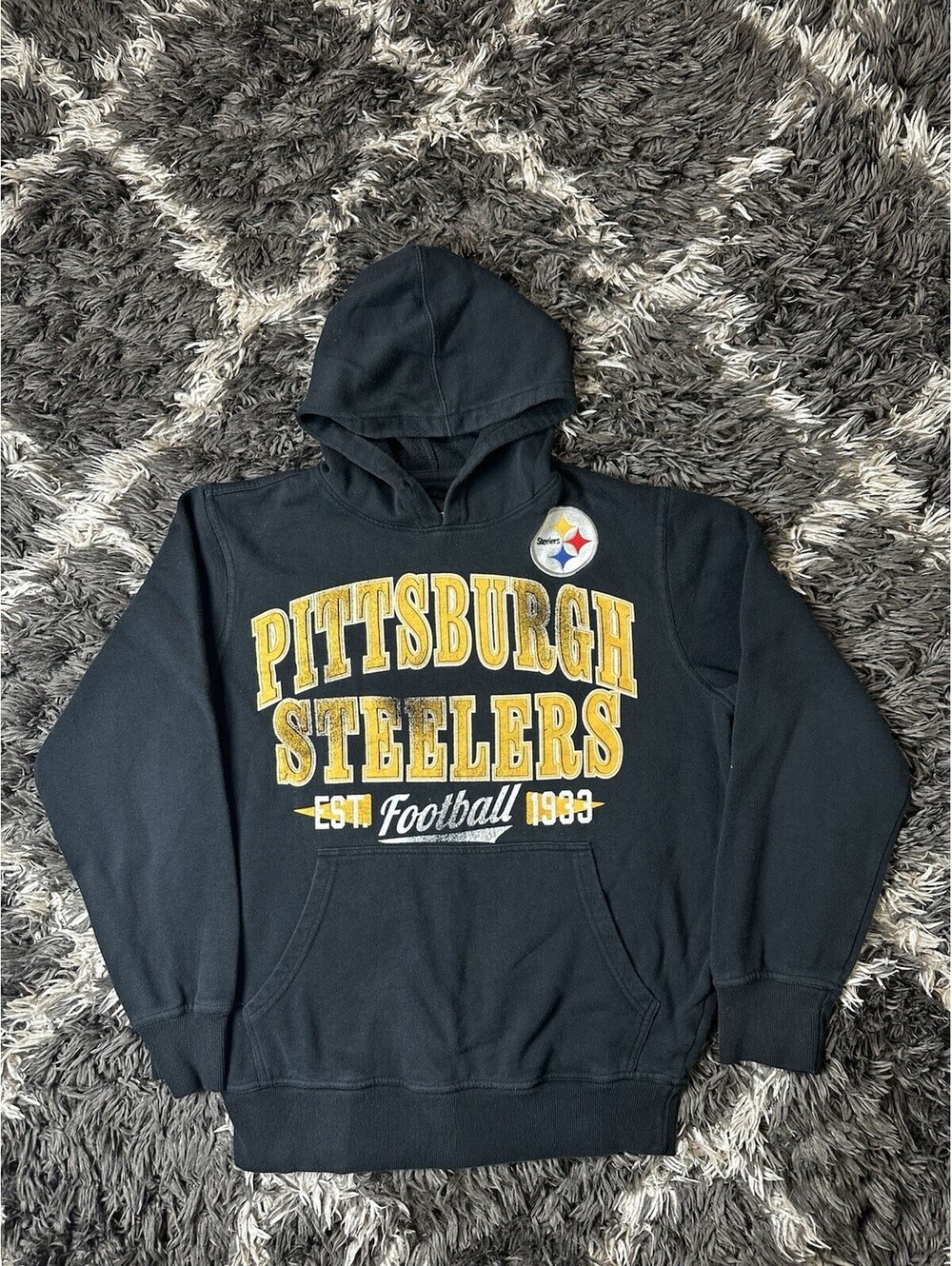 Pittsburgh Steelers NFL Football Hoodie Sweatshirt Mens Medium Black Pullover